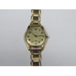 9ct GOLD GENTS CYMA WRISTWATCH ON 9ct GOLD STRAP