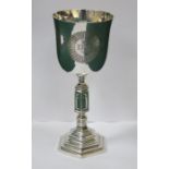 RELIGIOUS RELATING LARGE HALLMARKED SILVER CHALICE, SHEFFIELD ASSAY,