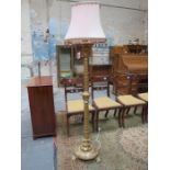 DECORATIVE VICTORIAN STYLE GILDED STANDARD LAMP ON CLAW SUPPORTS