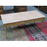 PRETTY FRENCH STYLE INLAID AND ORMOLU MOUNTED MARBLE TOPPED COFFEE TABLE