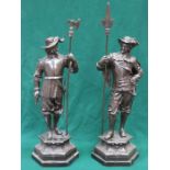 PAIR OF LARGE SPELTER FRENCH STYLE FIGURES