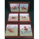 SET OF SIX FRAMED HUNTING TILES