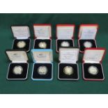 EIGHT VARIOUS CASED ROYAL MINT SILVER PROOF £2 COINS