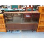 MAHOGANY TWO DOOR SLIDING DISPLAY UNIT