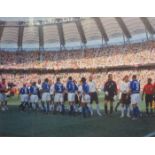 PENCIL SIGNED PHOTOGRAPH OF ENGLAND VS BRAZIL AT THE JAPAN WORLD CUP 2002, BY STUART CLARKE,