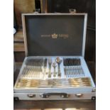 CASED CANTEEN OF PLATED CUTLERY,