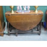 OAK TOPPED GATELEG DINING TABLE ON 17th CENTURY BASE