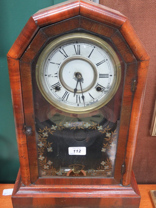 JEROME & CO WOODEN AND VENEERED CASED AMERICAN MANTEL CLOCK