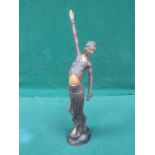 DEMETRE CHIPARUS STYLE ART DECO BRONZE EFFECT FIGURINE- FOOTSTEPS,