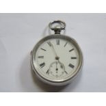 HALLMARKED SILVER POCKET WATCH WITH ENAMELLED DIAL