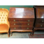 MAHOGANY THREE DRAWER FALL FRONT WRITING BUREAU.