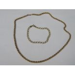 9ct GOLD ROPE NECKLACE AND 9ct GOLD BRACELET