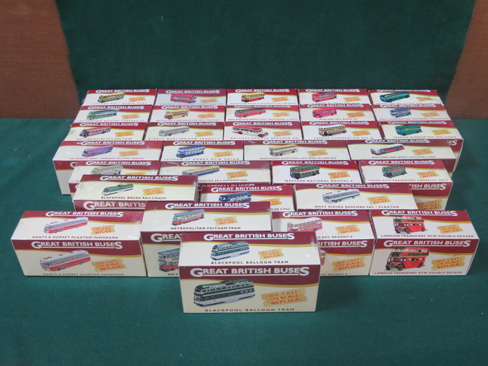 LARGE QUANTITY OF BOXED ATLAS DIE-CAST GREAT BRITISH BUSES.