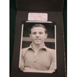 SMALL ALBUM OF SIGNED PHOTOGRAPHS OF LIVERPOOL FC PLAYERS INCLUDING BILLY LIDDELL, RONNIE MORAN,