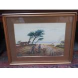 FRAMED WATERCOLOUR DEPICTING A FARMING SCENE, SIGNED JACKSON,