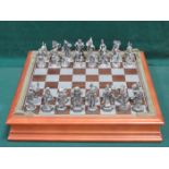 DANBURY MINT THE FANTASY OF THE CRYSTAL CHESS SET WITH PEWTER PIECES AND SWAROVSKI CUT CRYSTALS