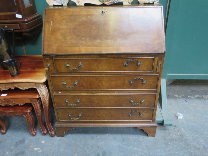 WALNUT FALL FRONT WRITING BUREAU WITH NICELY FITTED INTERIOR