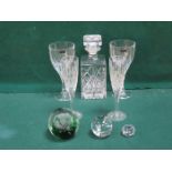 SMALL PARCEL OF VARIOUS GLASSWARE INCLUDING TWO THOMAS WEBB DRINKING GLASSES,