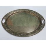 HALLMARKED SILVER OVAL SERVING TRAY, SHEFFIELD ASSAY, DATED 1923,