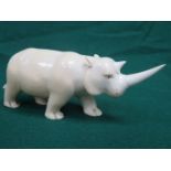 1920s/30s CARVED IVORY RHINO, APPROXIMATELY 7.