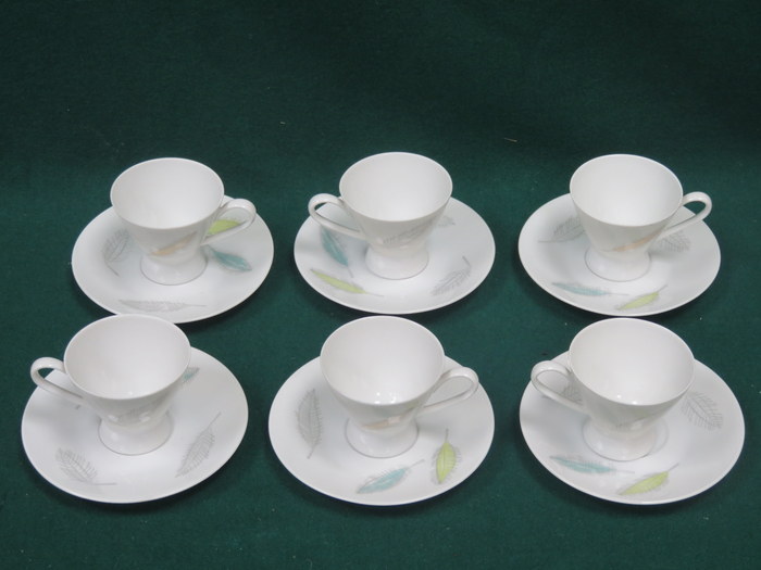 SET OF SIX ROSENTHAL COFFEE CUPS AND SAUCERS
