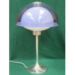 MODERN STYLISH CHROME TABLE LAMP WITH COLOURED PLASTIC SHADE,