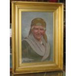 GILT FRAMED OIL ON CANVAS PORTRAIT DEPICTING AN ITALIAN LADY , SIGNED TO BOTTOM RIGHT (INDISTINCT),