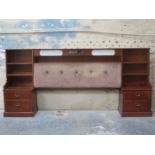 G PLAN 1970s STYLE HEAD BOARD WITH DRAWERS EITHER SIDE AND INTEGRATED BINATONE RADIO ALARM CLOCK