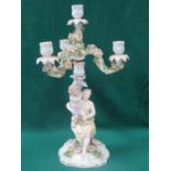 CONTINENTAL STYLE RELIEF DECORATED THREE SCONCE CANDELABRA,