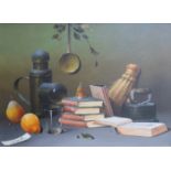 VINCENZO LANGELLA, FRAMED OIL ON CANVAS- NATURA MORTA (STILL LIFE),