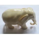 1920s/30s CARVED IVORY ELEPHANT, APPROXIMATELY 7.