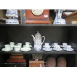 BLUE AND WHITE COFFEE SET AND PART TEA SET