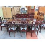 GOOD QUALITY REPRODUCTION MAHOGANY EXTENDING DINING TABLE WITH EIGHT (SIX AND TWO) CHAIRS PLUS