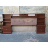 G PLAN 1970s STYLE HEAD BOARD WITH DRAWERS EITHER SIDE AND INTEGRATED BINATONE RADIO ALARM CLOCK