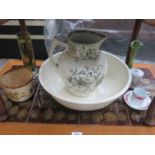 VICTORIAN COMPOSITE JUG AND BOWL PLUS OTHER CHINA AND GLASS