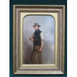 ATTRIBUTED TO JOHN DALBY OF YORK (1810-1865), GILT FRAMED OIL ON BOARD PORTRAIT DEPICTING A GENT,