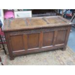 EARLY VICTORIAN CARVED OAK BLANKET CHEST BELIEVED TO HAVE COME FROM CROXTETH HALL