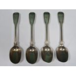 SET OF FOUR SILVER SPOONS,