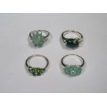 FOUR VARIOUS SILVER DRESS RINGS