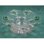 STUART CRYSTAL APPLIED PEACOCK TRAIL BOWL,