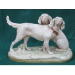 ROYAL DUX BOHEMIA GLAZED CERAMIC FIGURES GROUP DEPICTING TWO DOGS.