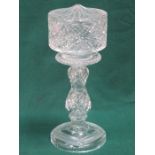 DECORATIVE GLASS LAMP BASE WITH SHADE.