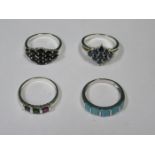 FOUR VARIOUS SILVER DRESS RINGS