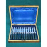 CASED SET OF TWELVE HALLMARKED SILVER BANDED FISH KNIVES AND FORKS