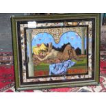 FRAMED VINTAGE ART NOUVEAU STYLE BUTTERFLY WINGS PICTURE