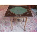 VICTORIAN MAHOGANY FOLD OUT ENVELOPE GAMES TABLE