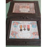 OAK FRAMED GROUP OF THREE MILITARY MEDALS WITH CERTIFICATES