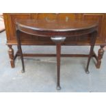 VICTORIAN MAHOGANY HALF MOON HALL TABLE