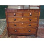 ANTIQUE MAHOGANY TWO OVER THREE CHEST OF DRAWERS WITH SINGLE SECRET DRAWER