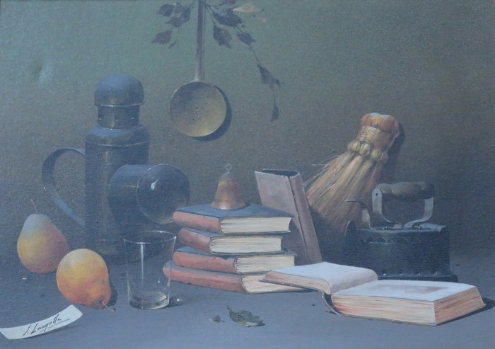 VINCENZO LANGELLA, FRAMED OIL ON CANVAS- NATURA MORTA (STILL LIFE),